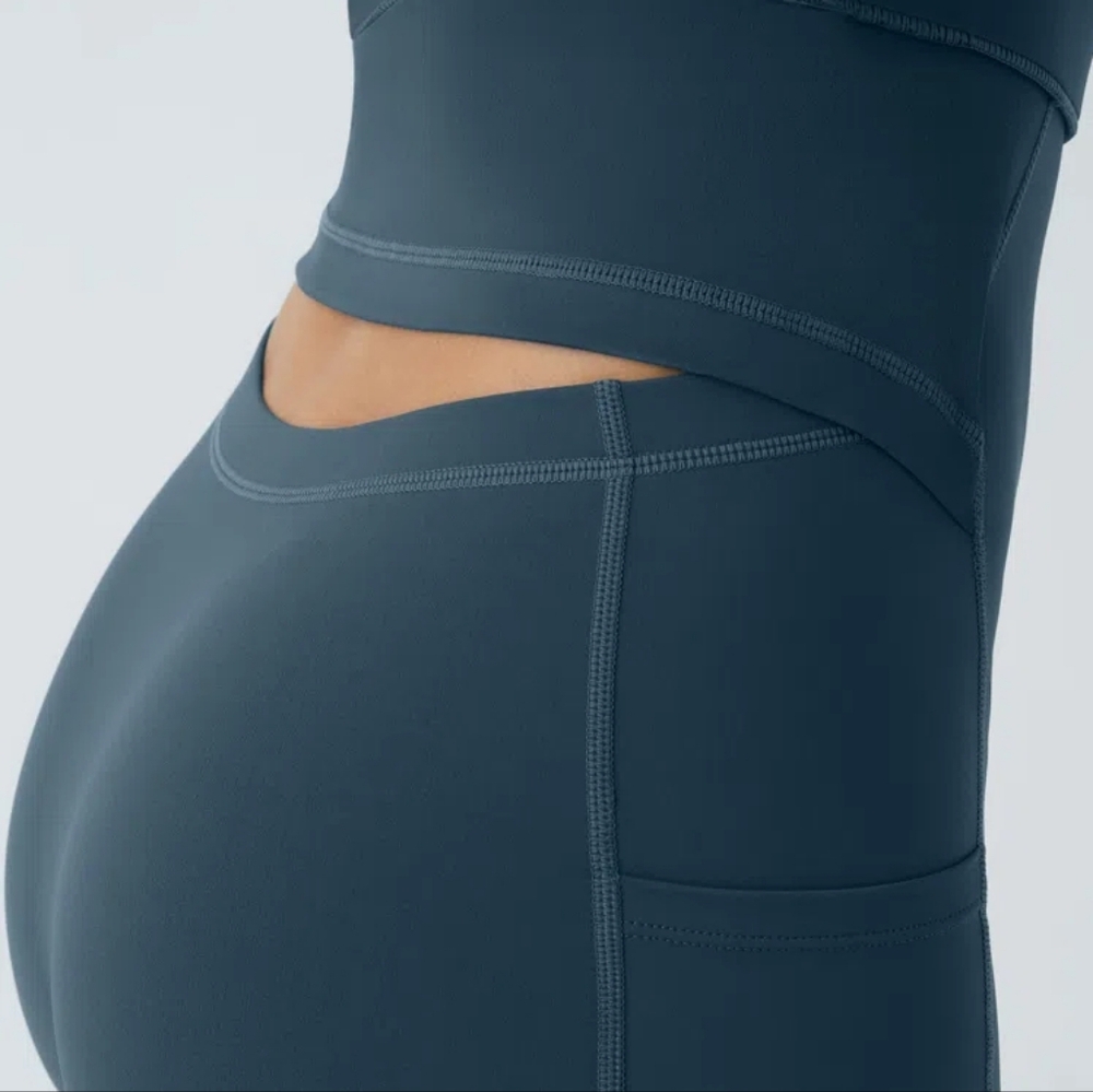 Halara Twist Back Active Dress Easy Peezy Longer Length D-F Cup Sz L Teal Blue - Picture 5 of 12